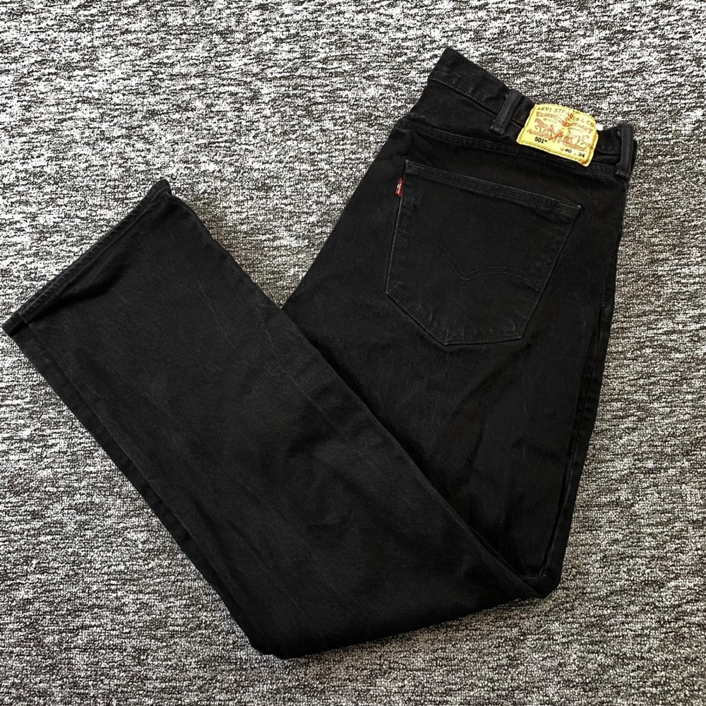 Levis 501 Jeans Mens 40x32 Black 2016 Original Fit Straight Leg Denim Button Fly